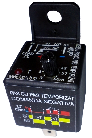 Releu auto pas cu pas temporizat, comanda negativa, iesire pozitiva, 12V/40A Image